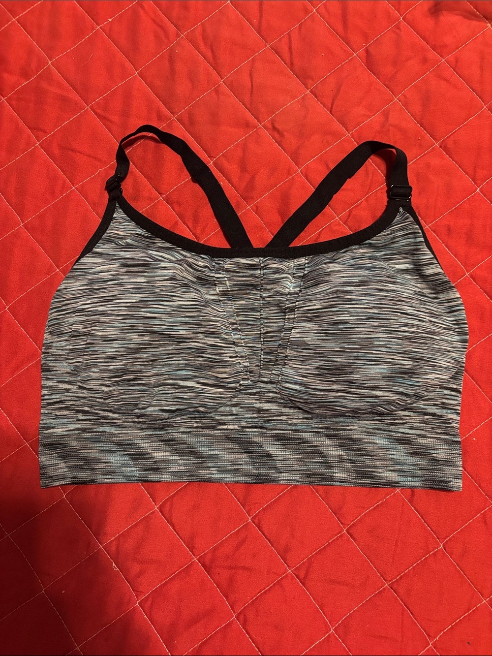 Spalding Grey Space-Dye Wireless Sports Bralette with Black Trim